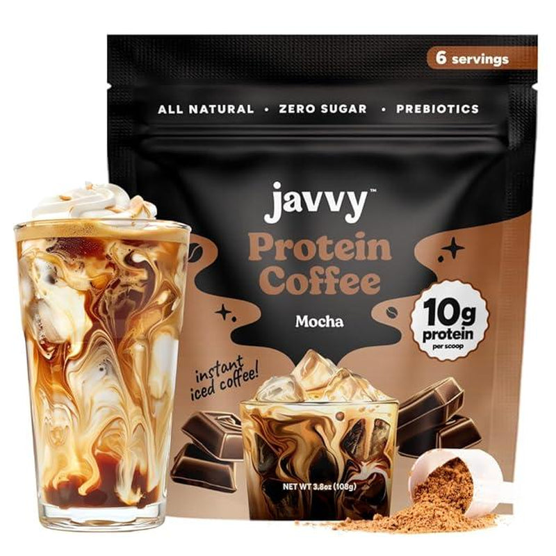 Javvy Original Protein Coffee - Premium Whey Protein & Instant Iced Coffee - 100% Arabica Coffee - Zero Artificial Flavors & Sweeteners, 6 Servings