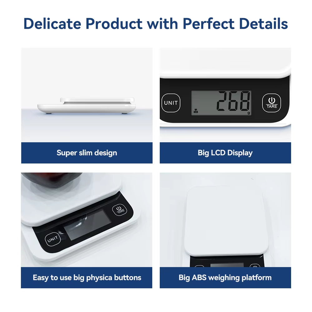 0-1Kg/0.1G, 1-5Kg/1G, Smart Kitchen Scales Nutrition Food Calorie Scale LCD Digital Kitchen Scale Cooking Baking Scale with App