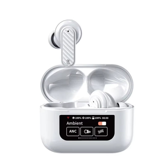 High Quality LCD Touch Screen ANC Wireless Earphones TWS Noise Cancelling Earbud Bluetooth 5.4 Long Battery Life Hifi Headphone